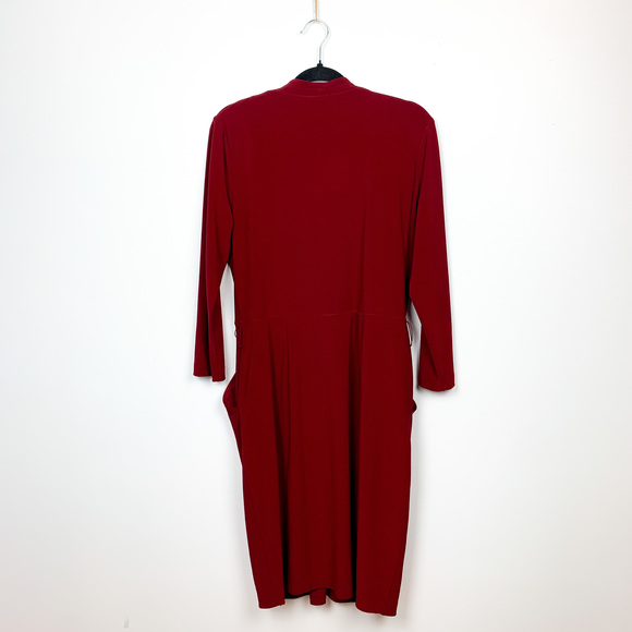 Jones New York V Neck Long Sleeve Red Formal Dress - Picture 6 of 9